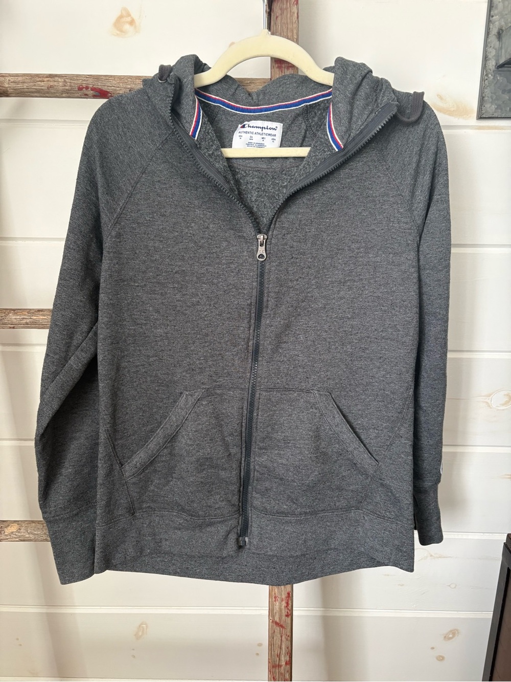 Champion Gray Full-Zip Hooded Sweatshirt